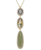Inc International Concepts Gold-tone Imitation Abalone Triple Drop Necklace, Only At Macy's