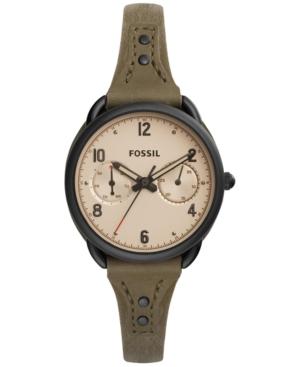 Fossil Women's Tailor Green Leather Saddle Strap Watch 35mm Es4047