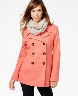Calvin Klein Petite Wool-cashmere Peacoat With Free Infinity Scarf