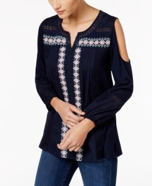 Style & Co Embroidered Off-the-shoulder Top, Only At Macy's