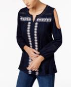 Style & Co Embroidered Off-the-shoulder Top, Only At Macy's