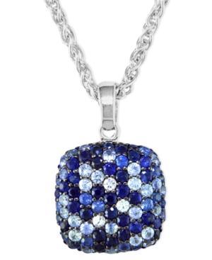 Saph Splash By Effy Sapphire Square Pendant (4-1/8 Ct. T.w.) In Sterling Silver