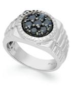 Men's Sterling Silver Ring, Black Sapphire Ring (1-3/8 Ct. T.w.)