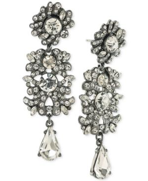 Abs By Allen Schwartz Hematite-tone Crystal Cluster Chandelier Earrings