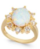 Lab-created Opal (2 Ct. T.w.) & White Topaz (1 Ct. T.w.) Ring In 14k Gold-plated Sterling Silver