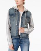 Tinseltown Juniors' Hooded French Terry Denim Jacket