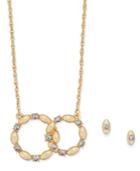 Charter Club Gold-tone Crystal Interlocking Rings Pendant Necklace & Stud Earrings