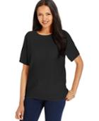 Alfred Dunner Petite Textured Chevron Short-sleeve Sweater