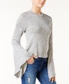 Bar Iii Bell-sleeve Melange Top, Created For Macy's