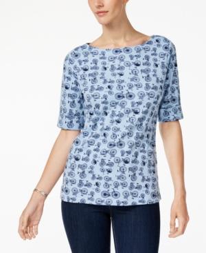 Karen Scott Cotton Bicycle-print Top, Created For Macy's