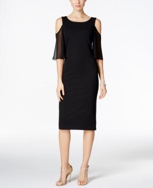 Connected Cold-shoulder Flutter Sleeve Midi Dress