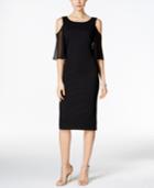 Connected Cold-shoulder Flutter Sleeve Midi Dress