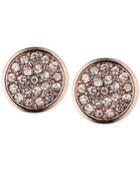 Anne Klein Rose Gold-tone Pave Button Earrings