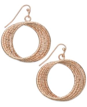 Thalia Sodi Gold-tone Textured Multi-row Drop Hoop Earrings, Only At Macy's