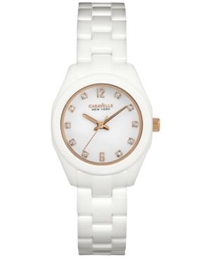 Caravelle New York By Bulova Women's White Ceramic Bracelet Watch 28mm 45l159