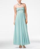 Speechless Juniors' Strapless Lace Embellished Gown