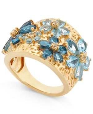 Blue Topaz Flower Statement Ring (6 Ct. T.w.) In 14k Gold Vermeil