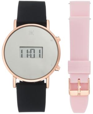 I.n.c. Women's Digital Black Silicone Strap Watch 39mm Gift Set, Created By Macy's