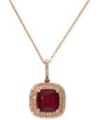 Rosa By Effy Ruby (3-1/8 Ct. T.w.) And Diamond (1/4 Ct. T.w.) Drop Pendant In 14k Rose Gold
