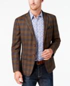 Tallia Men's Slim-fit Light Brown Multi-plaid Soft Wool Sport Coat