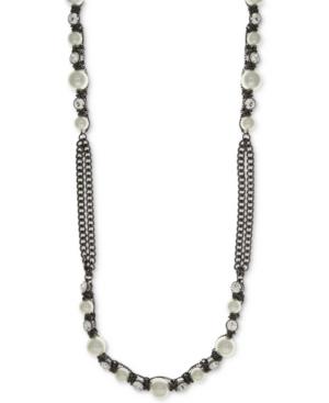 Givenchy Hematite-tone Imitation Pearl And Crystal Long Statement Necklace