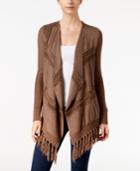 Inc International Concepts Fringe-trim Moleskin Cardigan, Only At Macy's