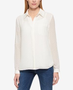 Tommy Hilfiger Tab-sleeve French Dot Shirt, Created For Macy's
