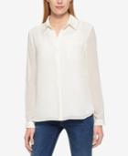 Tommy Hilfiger Tab-sleeve French Dot Shirt, Created For Macy's