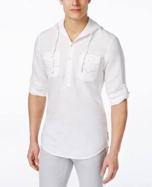 Inc International Concepts Men's Flounder Popover Hooded Shirt, Only At Macy's