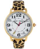 Betsey Johnson Women's Gold-tone Leopard Print Leather Strap Watch 44mm Bj00207-16