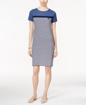 Karen Scott Petite Short-sleeve Striped Dress, Only At Macy's