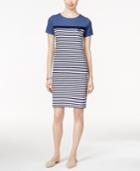 Karen Scott Petite Short-sleeve Striped Dress, Only At Macy's