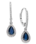 Sapphire (9/10 Ct. T.w.) And Diamond (1/5 Ct. T.w.) Drop Earrings In 14k White Gold