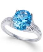 Blue Topaz (3 Ct. T.w.) And Diamond Accent Ring In 14k White Gold