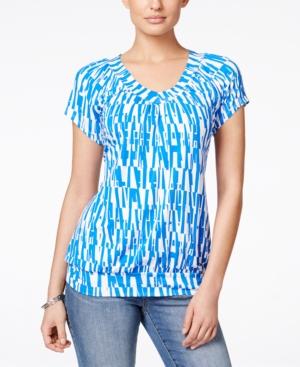 Jm Collection Short-sleeve Blouse, Abstract Print