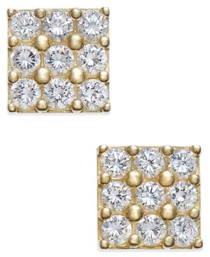 Cubic Zirconia Square Cluster Stud Earrings