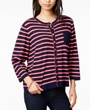 Tommy Hilfiger Striped Boxy Cardigan, Only At Macy's