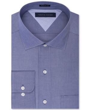 Tommy Hilfiger Classic-fit Easy Care Indigo Solid Dress Shirt