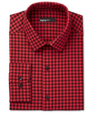 Bar Iii Men's Interchangeable Collar Fitted Red Gingham Dress Shirt, Only At Macy's