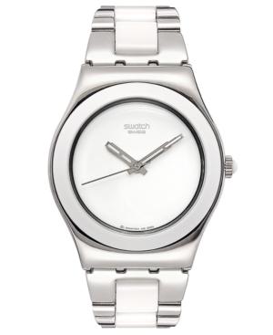 Swatch Watch, Women's Swiss Tresor Blanc And Stainless Steel Bracelet 33mm Yls141g