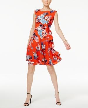 Tahari Asl Floral-print A Line Dress