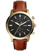 Fossil Men's Chronograph Townsman Brown Leather Strap Watch 44mm Fs5338
