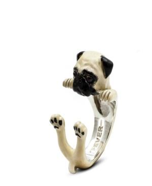 Pug Hug Ring In Sterling Silver And Enamel
