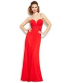 Xscape Embellished Illusion Lace Strapless Gown