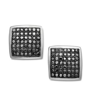 14k White Gold Earrings, Black Diamond Pave Square Earrings (1/3 Ct. T.w.)