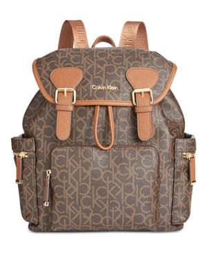 Calvin Klein Monogram Double Buckle Signature Backpack