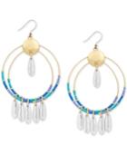 Lucky Brand Two-tone Colored Bead Double-hoop Drop Earrings