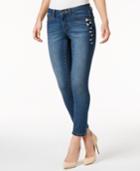 Earl Jeans Embroidered Dark Blue Wash Skinny Ankle Jeans