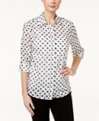 Karen Scott Cotton Dot-print Shirt, Only At Macy's