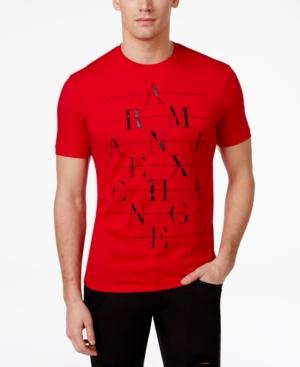 Armani Exchange Men's Red Graphic-print Logo Cotton T-shirt